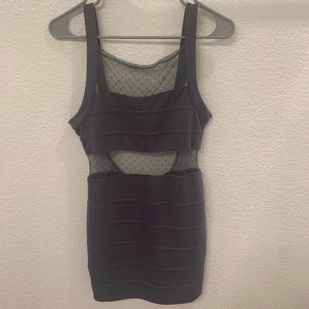 Grey Sheer Midriff Dress